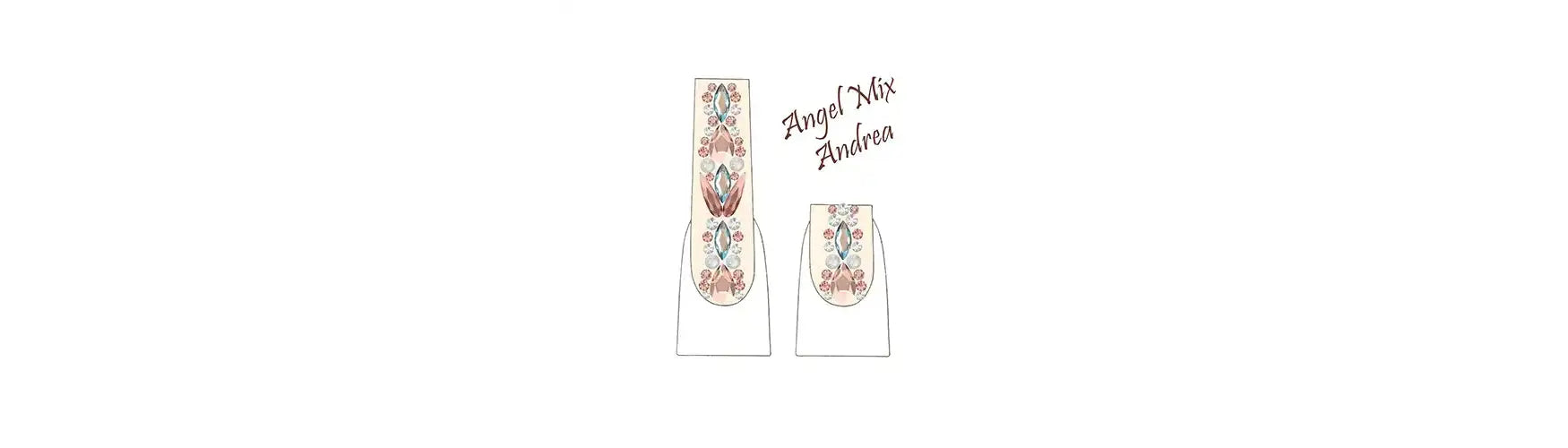 Andrea Nail Art Design With Angel Mix of Serinity Crystals