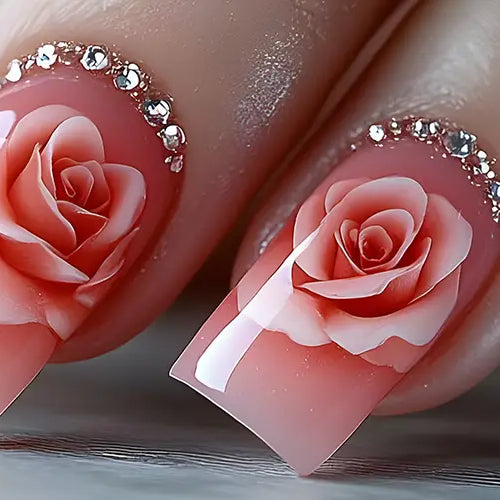 4 Summer Press On Nail Designs Using Swarovski Flat Back Crystals