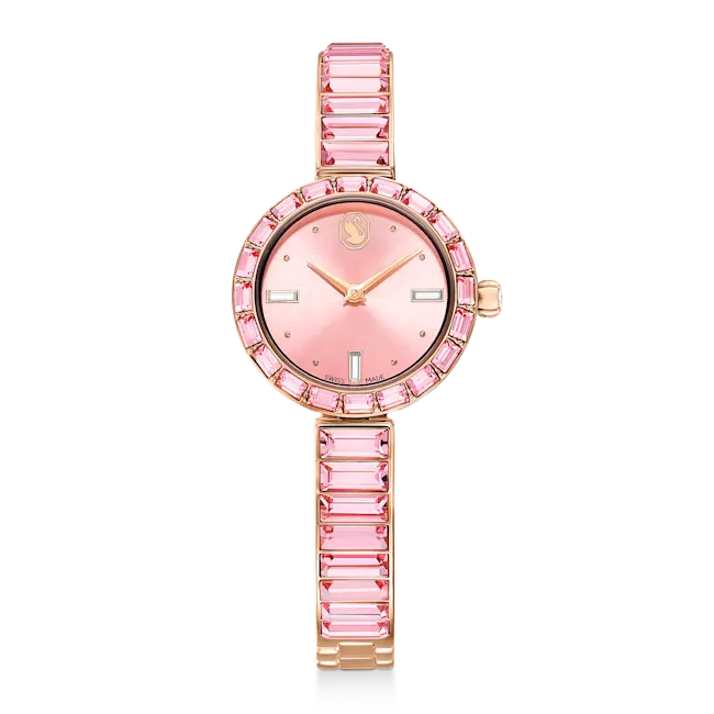 Swarovski Matrix Bangle Watch Swiss Made Pink Bracelet Rose-Gold Tone