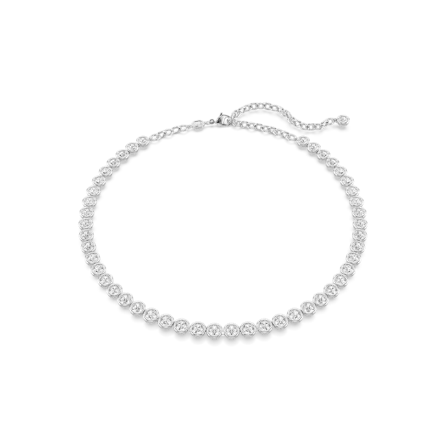 Swarovski Imber Tennis Necklace Round Cut White Rhodium Plated