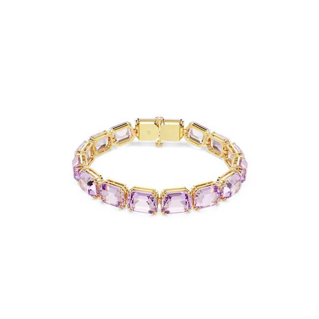 Swarovski Millenia Tennis Bracelet Octagon Cut Purple Gold-Tone Plated