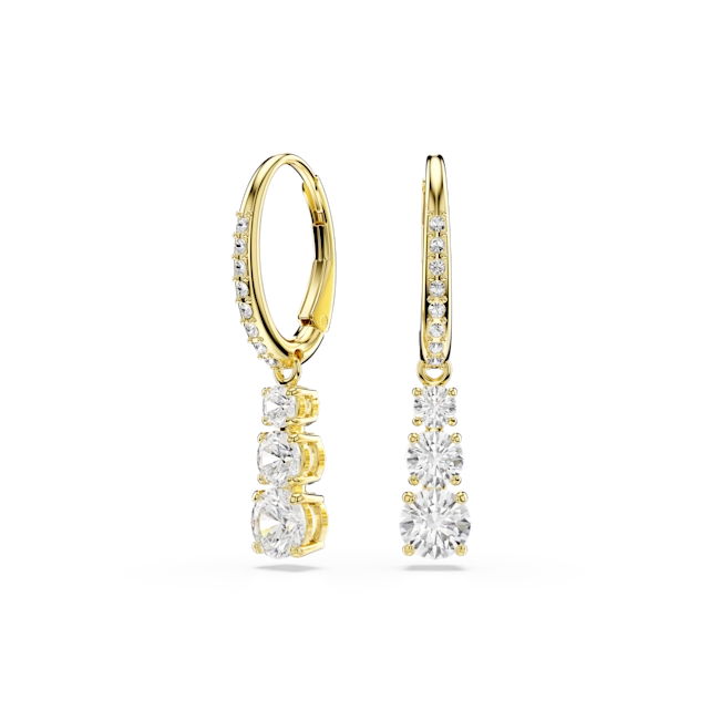 Swarovski Stilla Attract Hoop Earrings Round Cut White Gold-Tone Plated