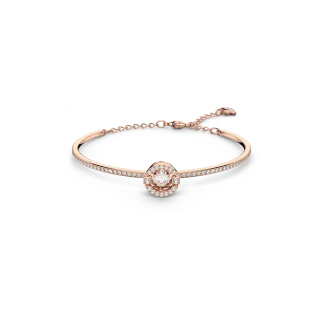 Swarovski Una Bangle Round Cut Pave White Rose Gold-Tone Plated - Bluestreak Crystals