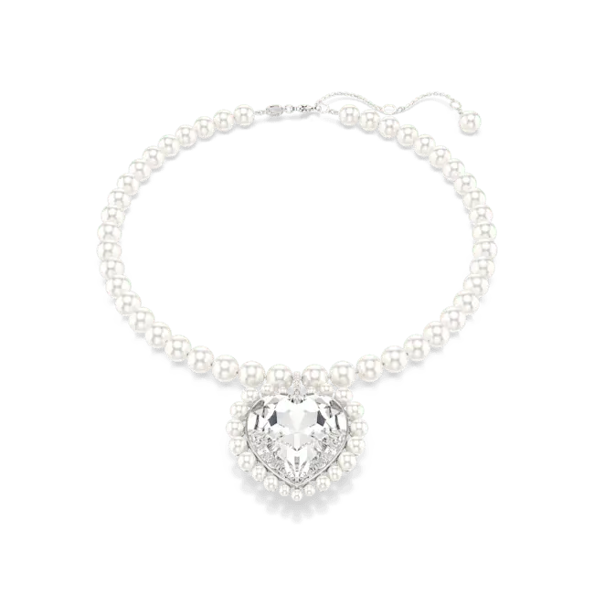 Ariana Grande x Swarovski Necklace Crystal Pearl Heart Cut White Rhodium Plated - Bluestreak Crystals