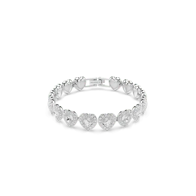 Ariana Grande x Swarovski Tennis Bracelet Mixed Cuts Heart White Rhodium Plated - Bluestreak Crystals