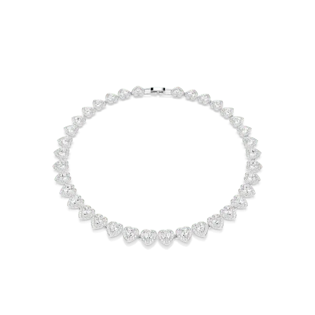 Ariana Grande x Swarovski Tennis Necklace Mixed Cuts Heart White Rhodium Plated - Bluestreak Crystals