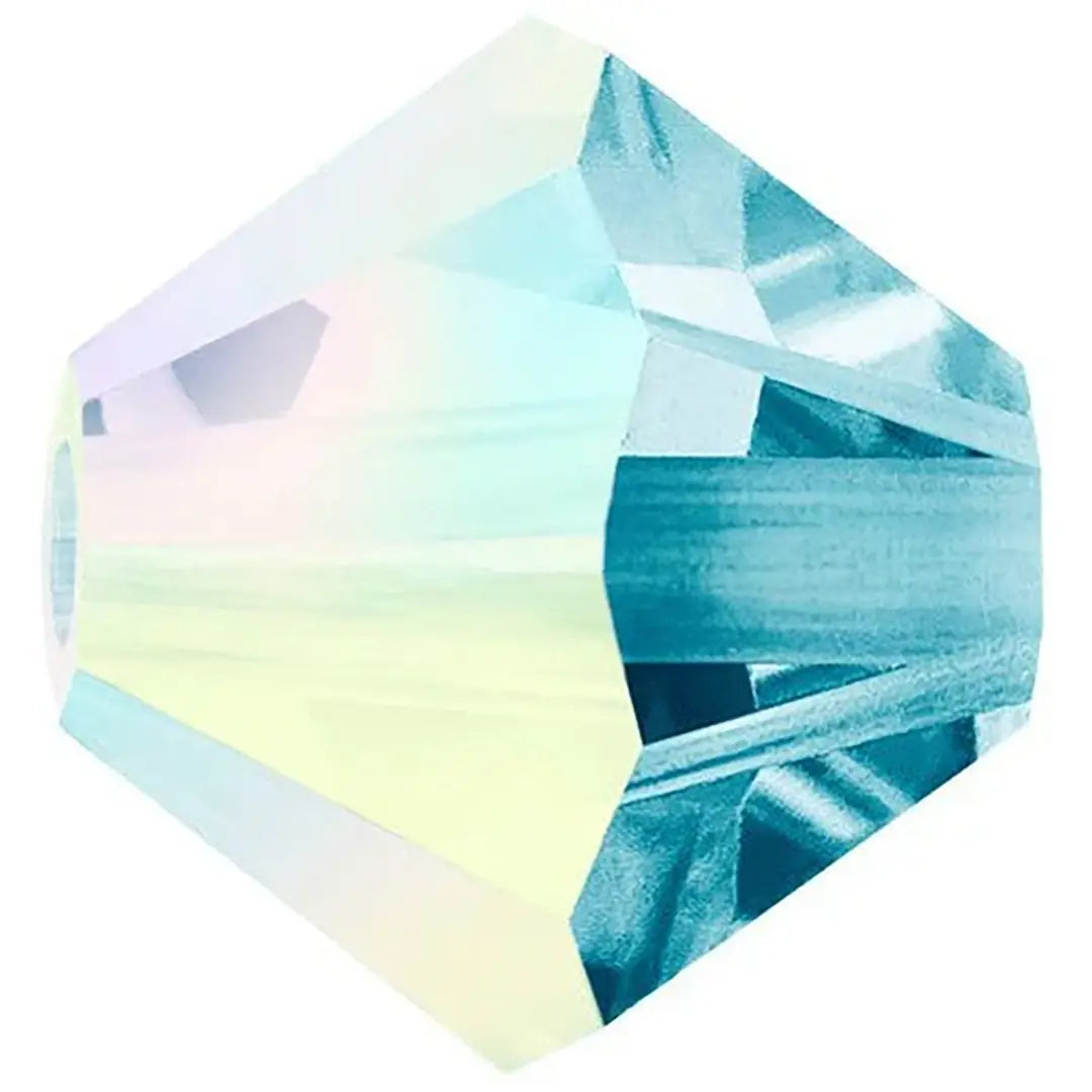 Preciosa Beads Bicone Aquamarine AB - Bluestreak Crystals