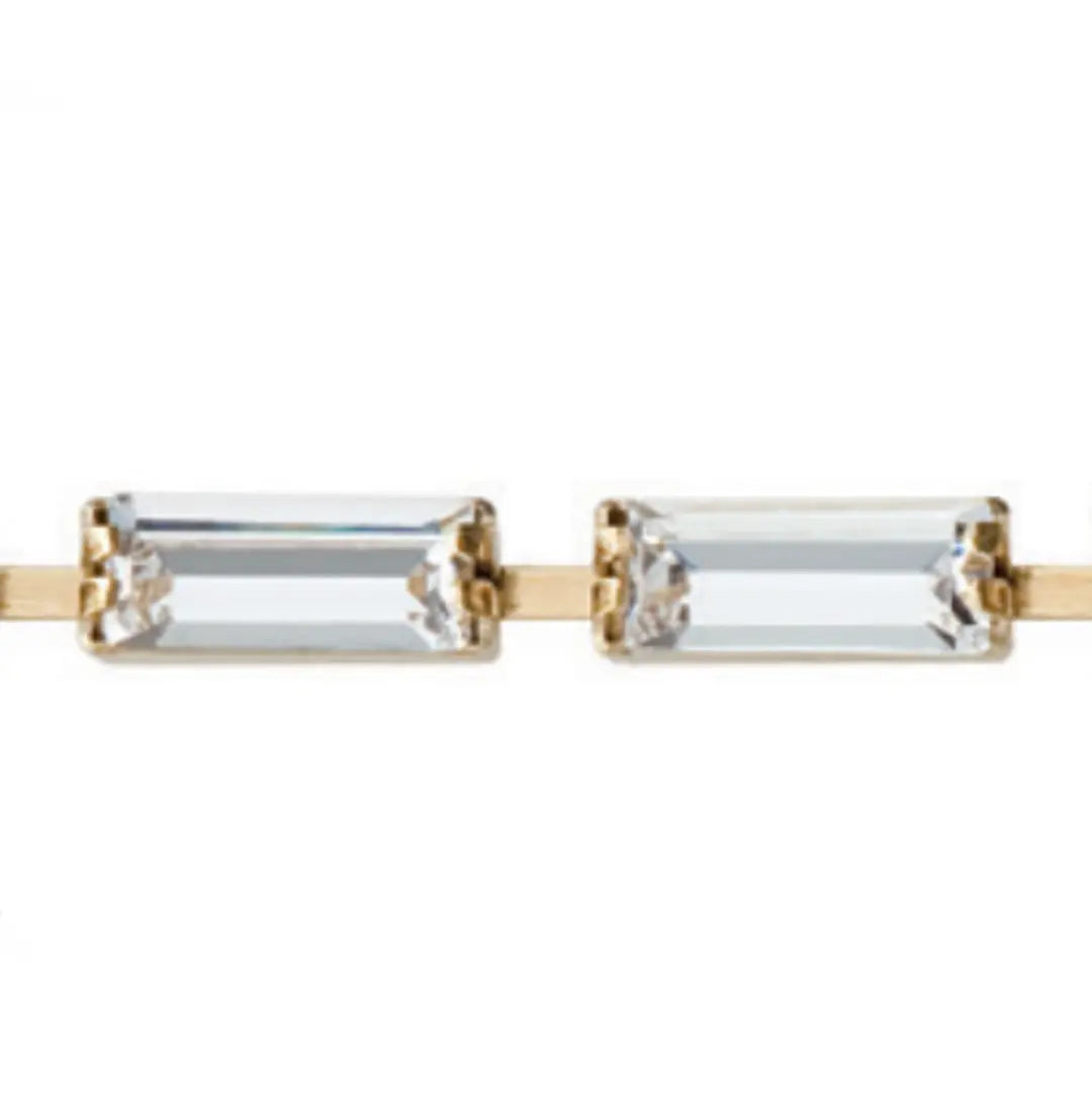 Preciosa Cup Chain Baguette Silver Crystal AB - Bluestreak Crystals
