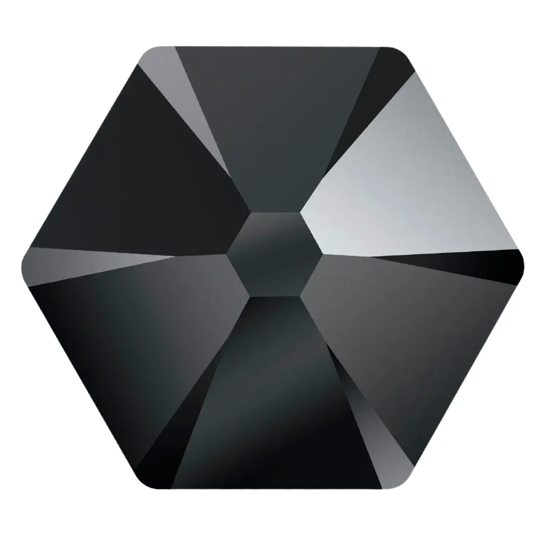 Preciosa Flat Back Crystals Non Hotfix Hexagon (MAXIMA) Jet UNFOILED - Bluestreak Crystals