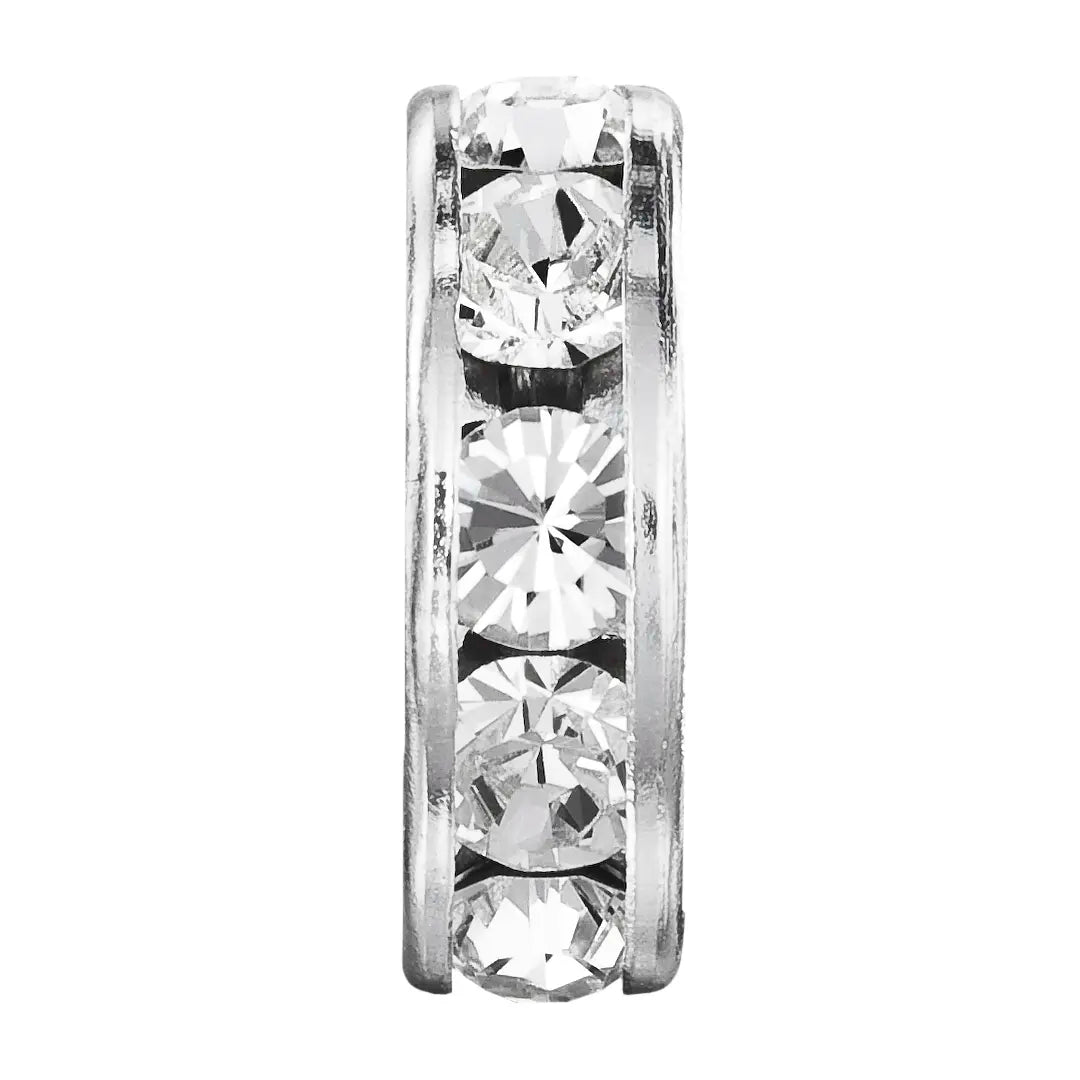 Preciosa Rondelle Bead Round Silver Plated - Bluestreak Crystals