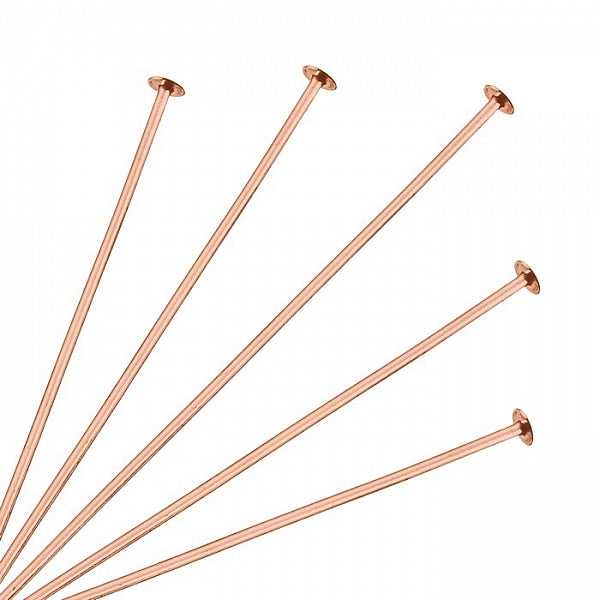 Rose Gold Plated Flat End Headpins - Bluestreak Crystals