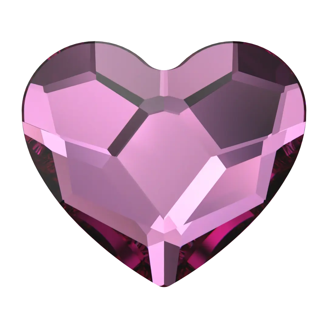 Swarovski Flat Back Crystals Non Hotfix Heart (2808) Dark Rose - Bluestreak Crystals