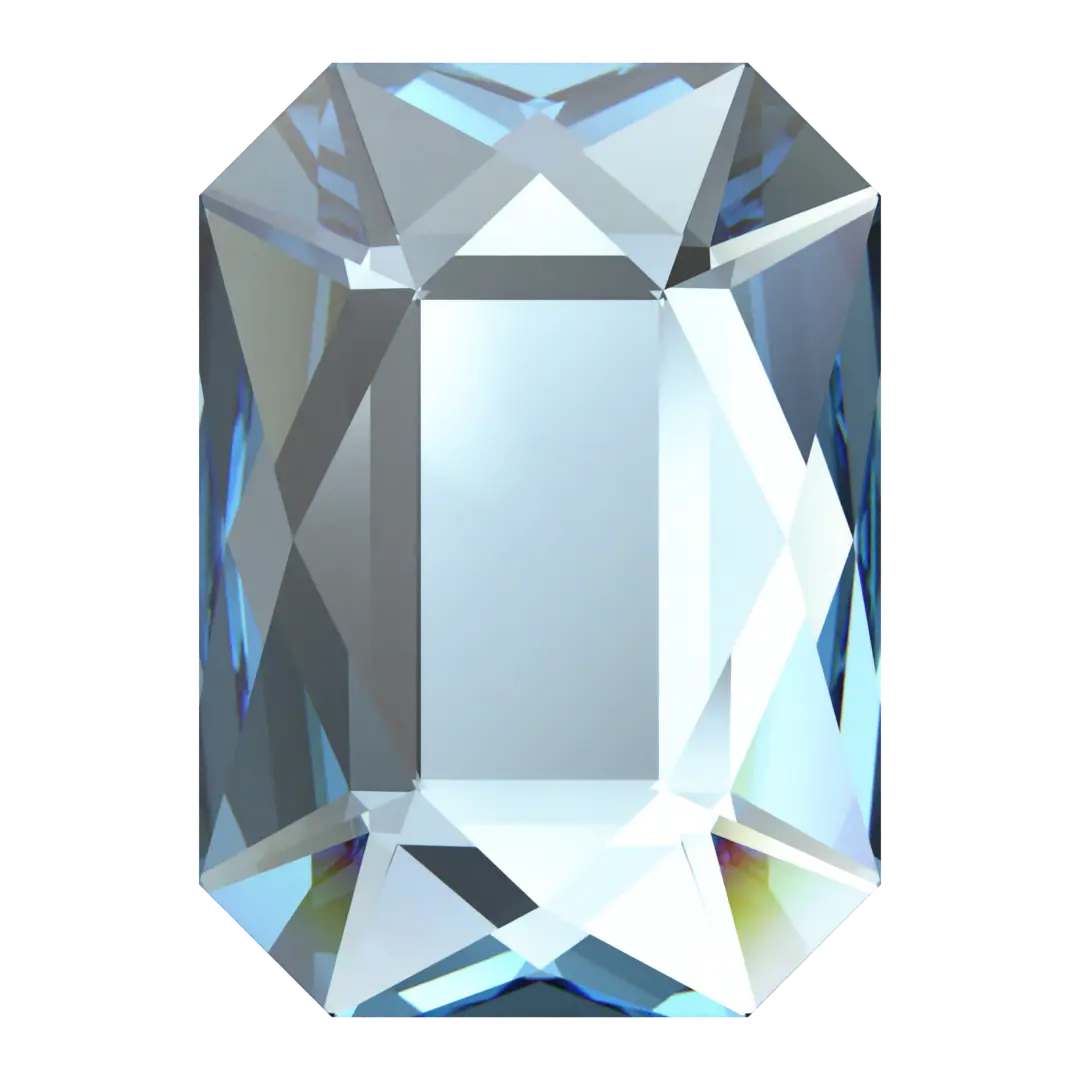 Serinity Flat Back Crystals Non Hotfix Emerald Cut (2602) Aquamarine - Bluestreak Crystals