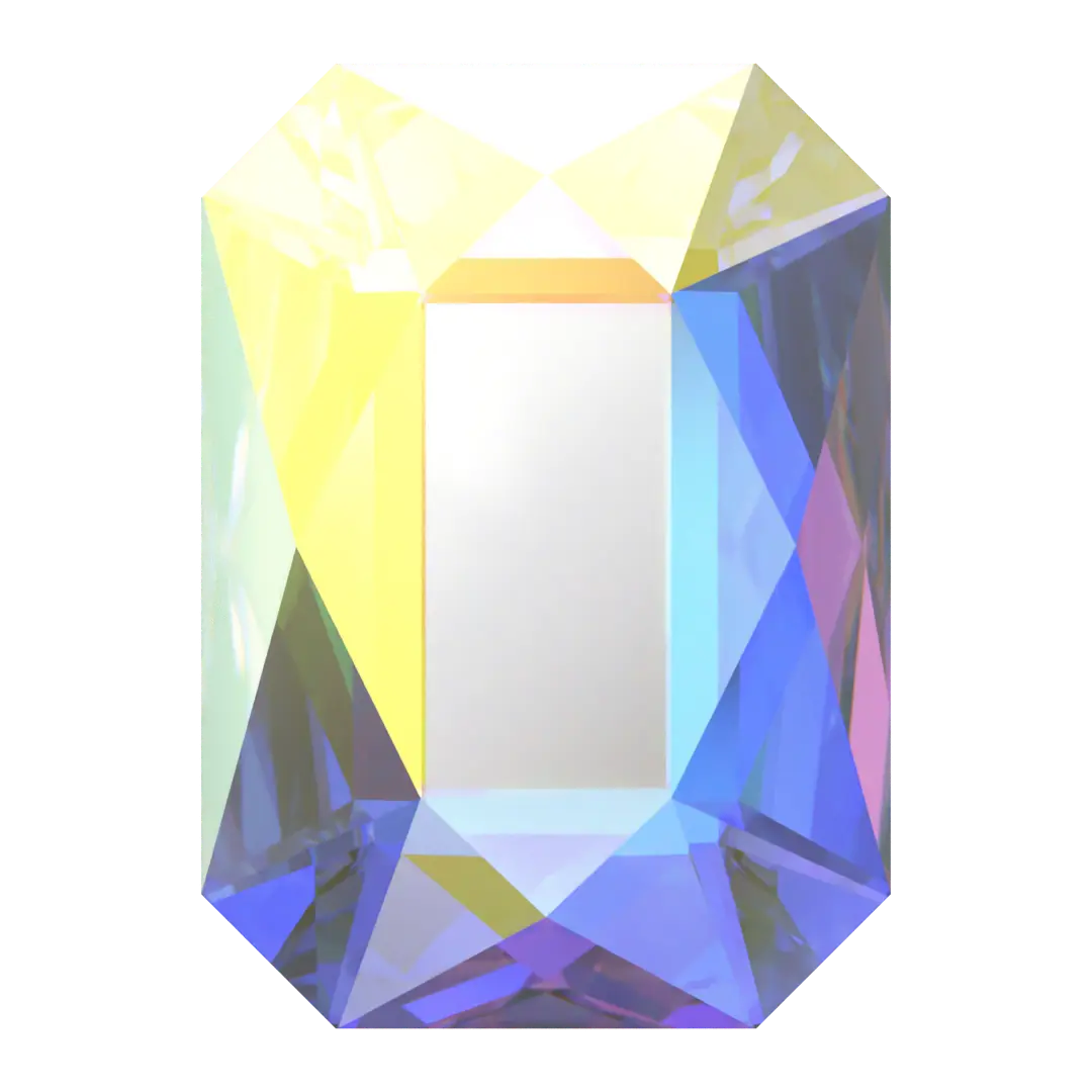 Serinity Flat Back Crystals Non Hotfix Emerald Cut (2602) Crystal AB - Bluestreak Crystals