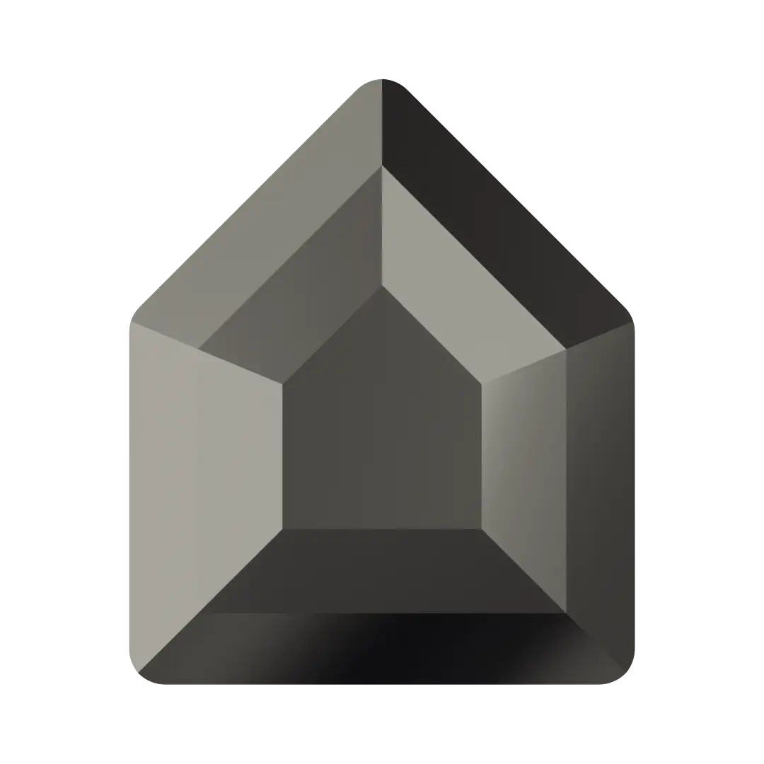 Serinity Hotfix Flat Back Crystals Small Pentagon (2775) Jet Hematite - Bluestreak Crystals