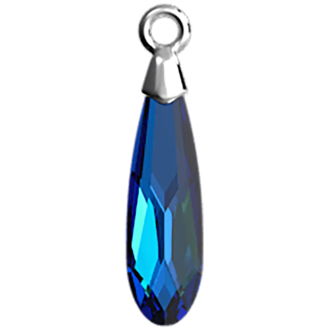 Serinity Pendants Raindrop Rhodium Cap (6533) Crystal Bermuda Blue - Bluestreak Crystals