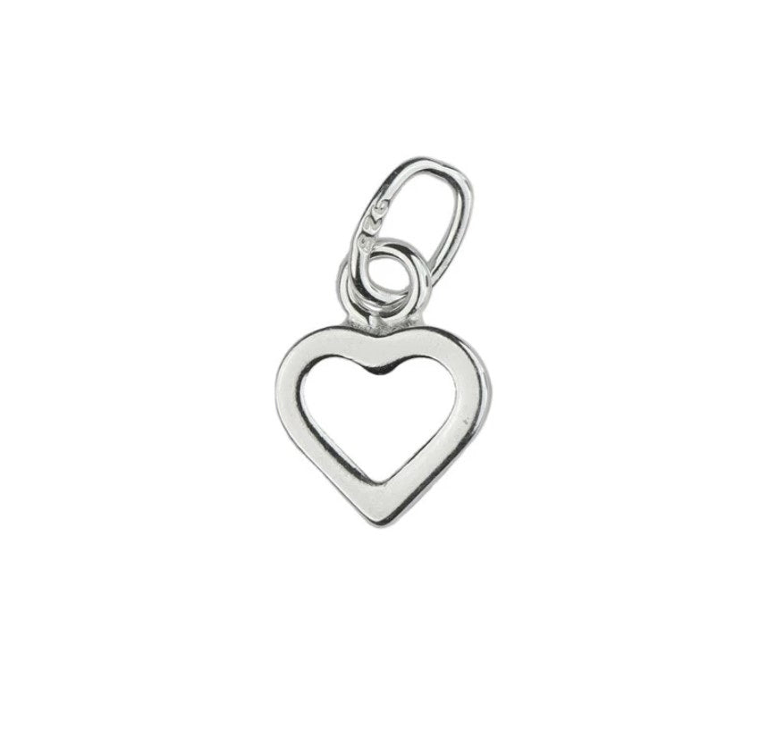 Sterling Silver (925) Open Heart Charm - Bluestreak Crystals