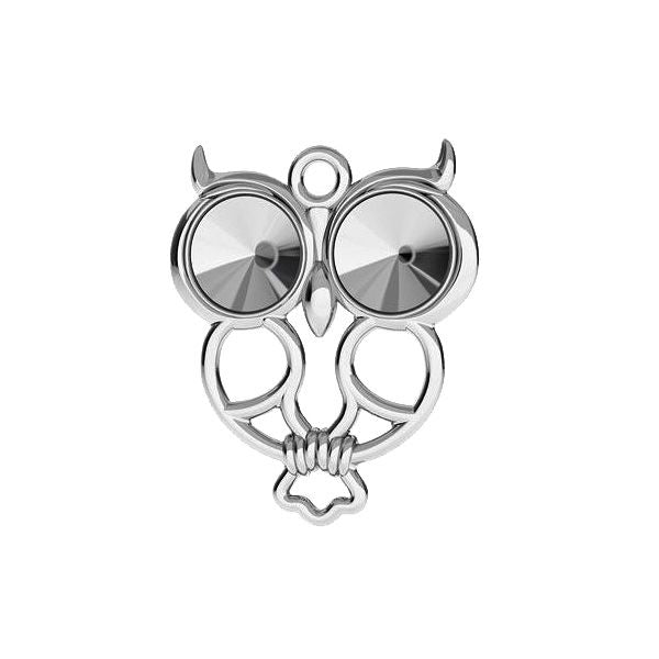 Sterling Silver (925) Owl Pendant Setting For Rivoli Chatons SS29 - Bluestreak Crystals