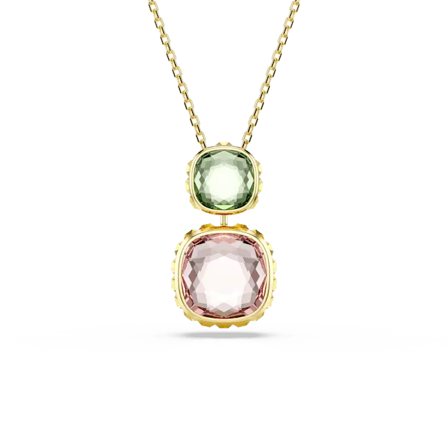 Swarovski Chroma Pendant Cushion Cut Multicolored Gold-Tone Plated - Bluestreak Crystals