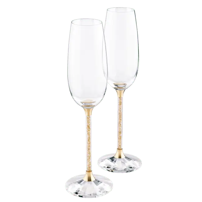 Swarovski Crystalline Toasting Flutes Gold Tone (Set of 2) - Bluestreak Crystals