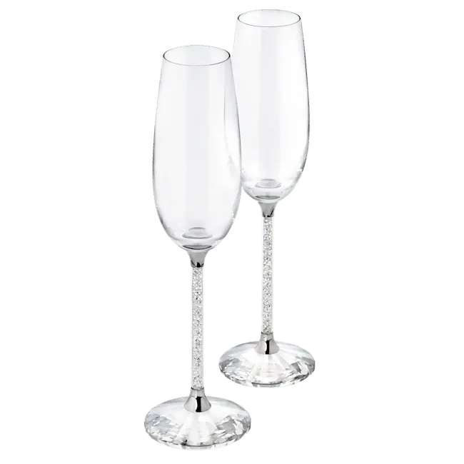 Swarovski Crystalline Toasting Flutes Silver Tone (Set of 2) - Bluestreak Crystals