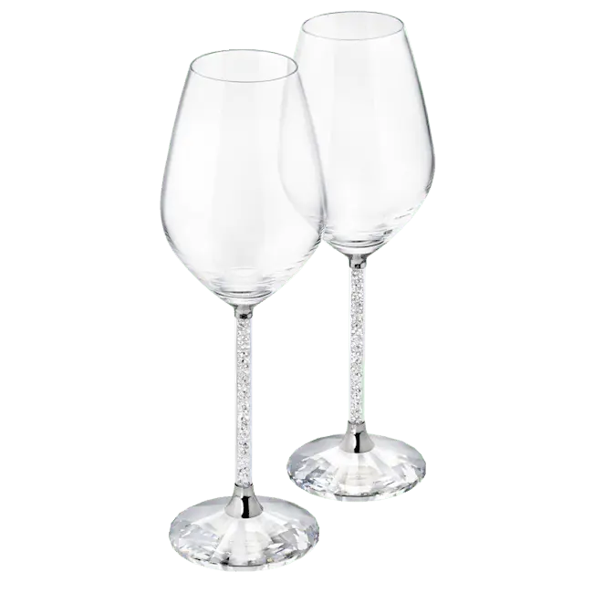 Swarovski Crystalline Wine Glasses Silver Tone (Set of 2) - Bluestreak Crystals