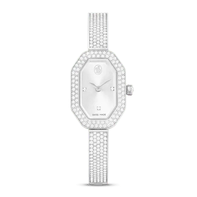 Swarovski Dextera Bangle Watch Swiss Made Metal Bracelet Silver Tone - Bluestreak Crystals