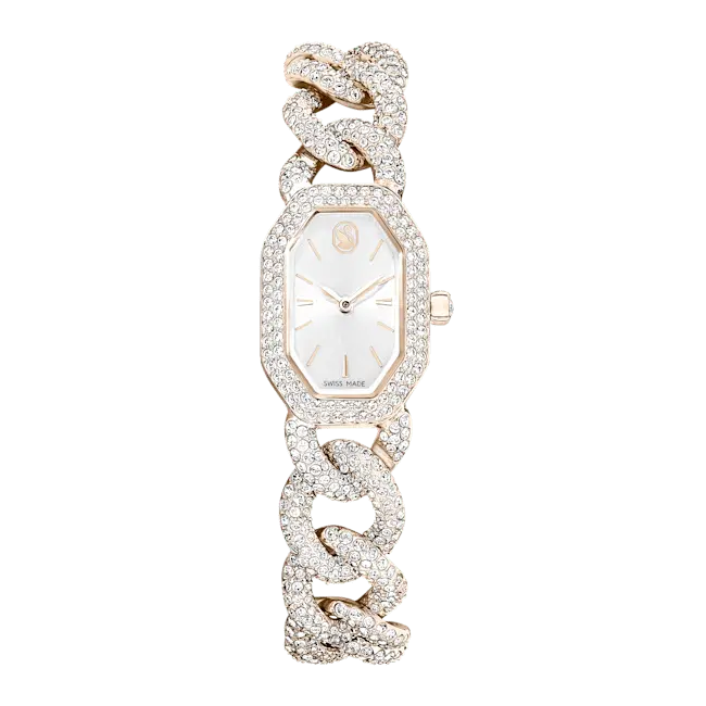 Swarovski Dextera Chain Watch Swiss Made Crystal Bracelet White Champagne Gold-Tone Finish - Bluestreak Crystals
