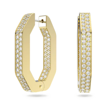 Swarovski Dextera Hoop Earrings Octagon Medium White Gold-Tone Plated - Bluestreak Crystals