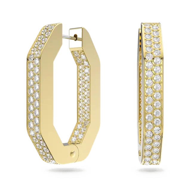 Swarovski Dextera Hoop Earrings Octagon Medium White Gold-Tone Plated - Bluestreak Crystals