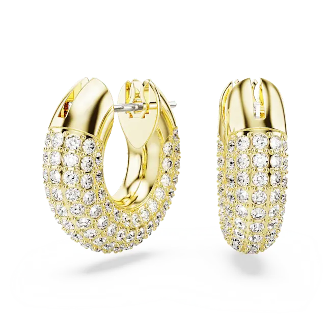 Swarovski Dextera Hoop Earrings Small White Gold-Tone Plated - Bluestreak Crystals
