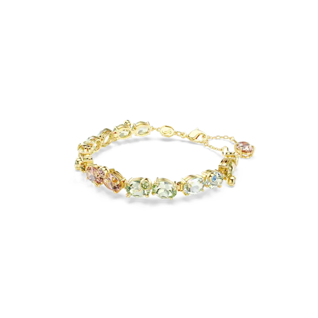 Swarovski Gema Tennis Bracelet Mixed Cuts Multicolored Gold-Tone Plated - Bluestreak Crystals