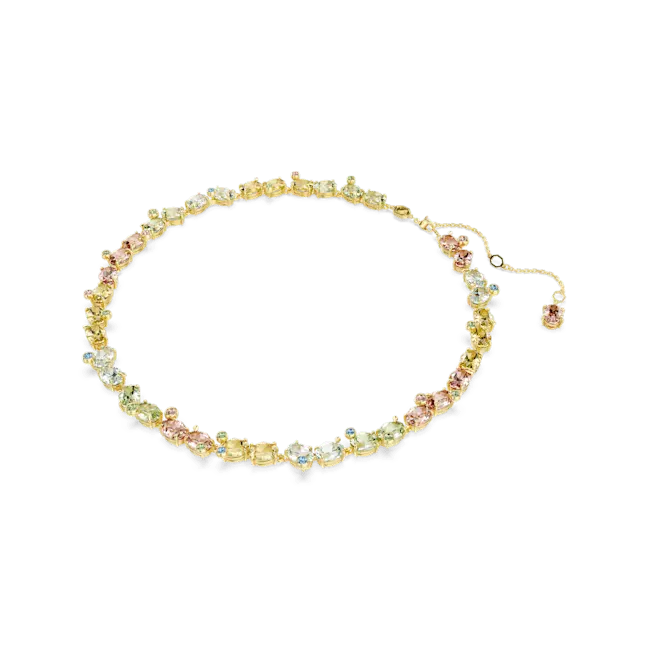 Swarovski Gema Tennis Necklace Mixed Cuts Multicoloured Gold-Tone Plated - Bluestreak Crystals