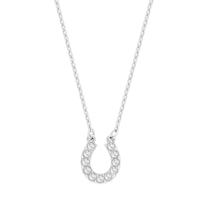 Swarovski Horseshoe Necklace White Rhodium Plated - Bluestreak Crystals