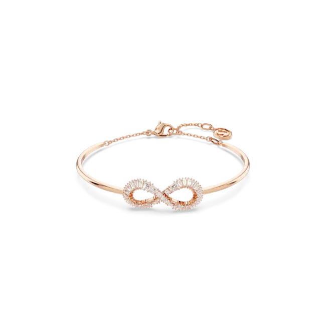 Swarovski Hyperbola Bangle Infinity White Rose Gold-Tone Plated - Bluestreak Crystals