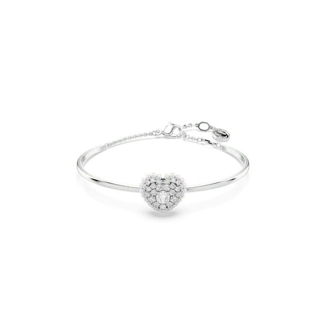 Swarovski Idyllia Bangle Heart White Rhodium Plated - Bluestreak Crystals