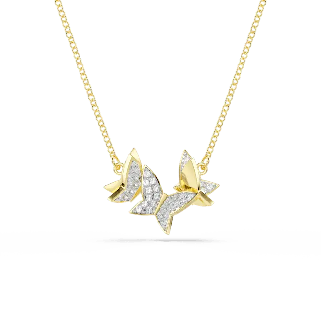 Swarovski Idyllia Lilia Necklace Butterfly White Gold-Tone Plated - Bluestreak Crystals