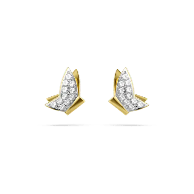 Swarovski Idyllia Lilia Stud Earrings Butterfly White Gold-Tone Plated - Bluestreak Crystals