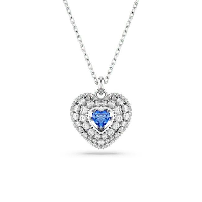 Swarovski Idyllia Pendant Heart Blue Rhodium Plated - Bluestreak Crystals