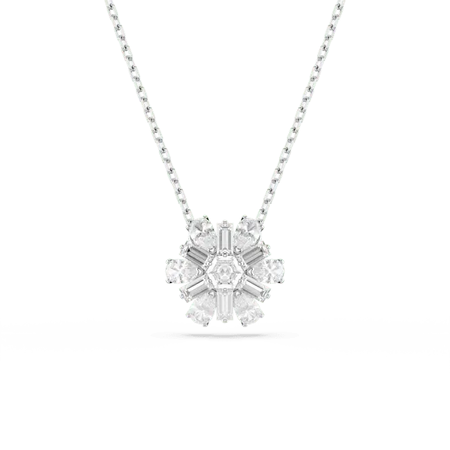Swarovski Idyllia Pendant Mixed Cuts Snowflake White Rhodium Plated - Bluestreak Crystals