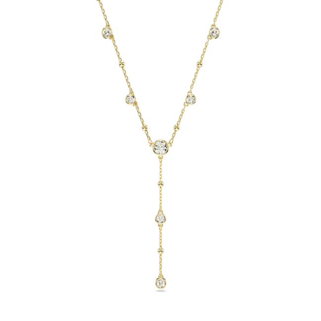Swarovski Imber Y Necklace Round Cut Scatter White Gold-Tone Plated - Bluestreak Crystals