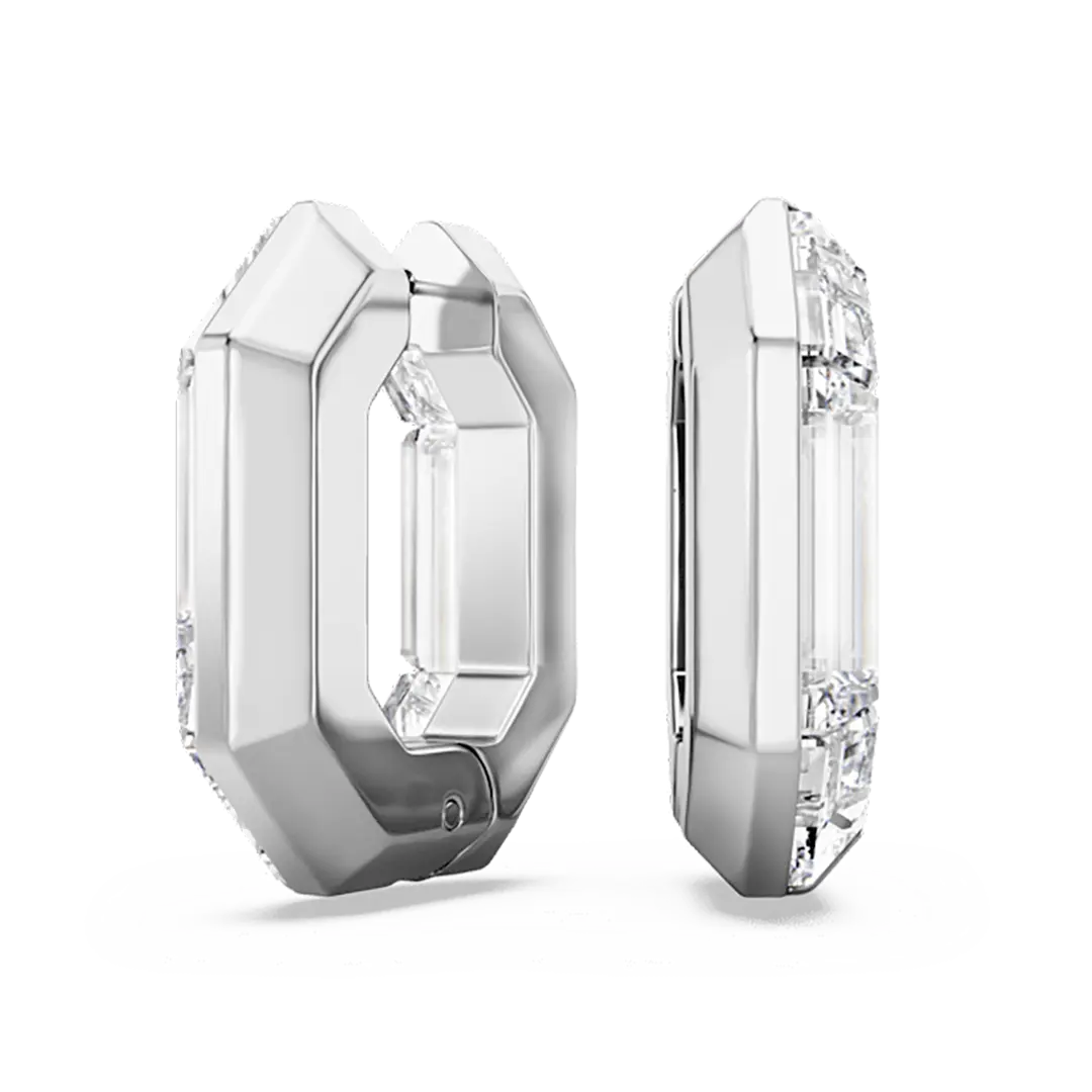 Swarovski Lucent Hoop Earrings Octagon Small White - Bluestreak Crystals