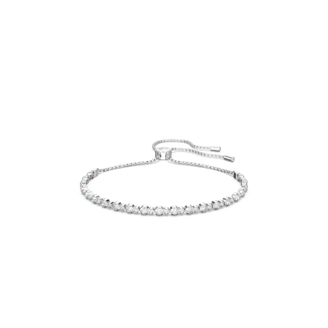 Swarovski Matrix Adjustable Tennis Bracelet Round Cut White Rhodium Plated - Bluestreak Crystals