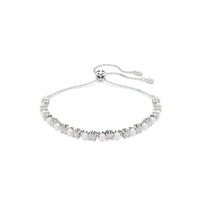 Swarovski Matrix Bracelet Crystal Pearl Round Cut White Rhodium Plated - Bluestreak Crystals