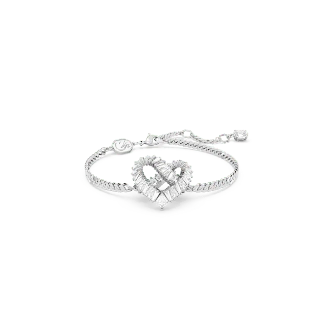 Swarovski Matrix Bracelet Heart White Rhodium Plated - Bluestreak Crystals