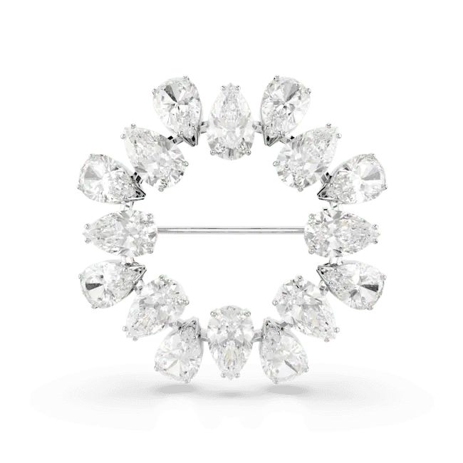 Swarovski Matrix Brooch Pear Cut White Rhodium Plated - Bluestreak Crystals