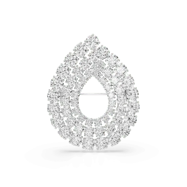 Swarovski Matrix Brooch Round Cut White Rhodium Plated - Bluestreak Crystals