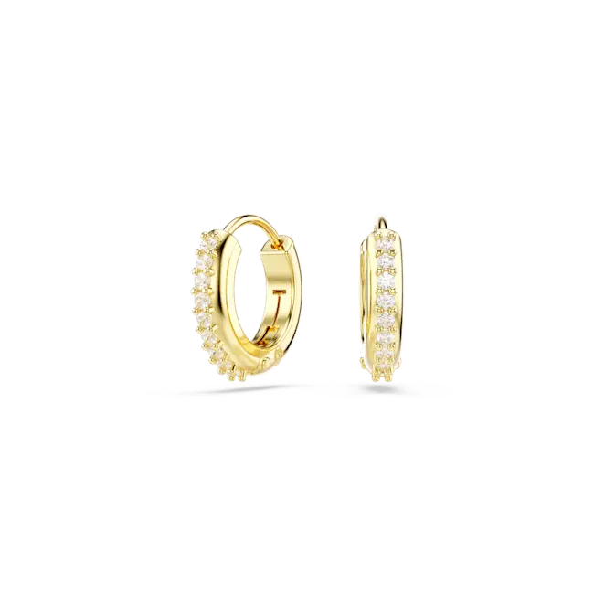 Swarovski Matrix Hoop Earrings Round Cut White Gold-Tone Plated - Bluestreak Crystals