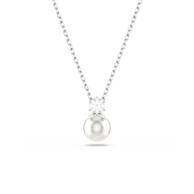 Swarovski Matrix Pendant Crystal Pearl Round Cut White Rhodium Plated - Bluestreak Crystals