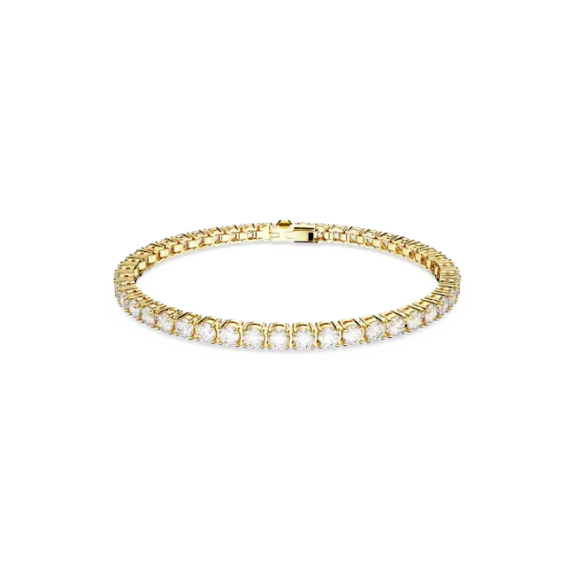 Swarovski Matrix Tennis Bracelet Round Cut White Gold-Tone Plated - Bluestreak Crystals
